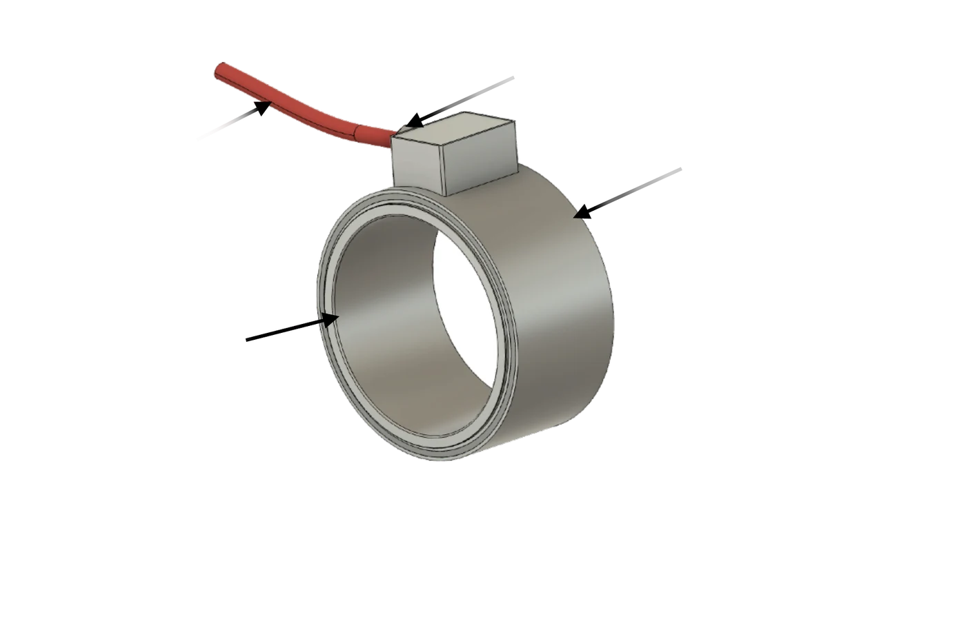 Aufbau der ELC: Edelstahlgehäuse, elastisches Element und Signalkabel
